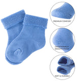 3 Pairs Children's Wool Socks for Boys & Girls. Thick & Warm Socks for Kids Perfect as Winter Snow Sock and All Seasons 6M-12M (Blue, Gray, Beige)