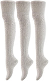 Women's 3 Pairs Thigh High Cotton Socks JM1025 Size 6-9