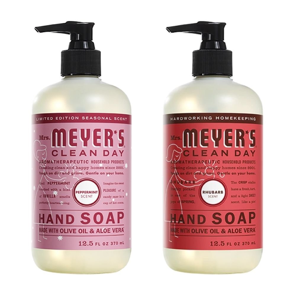Liquid Hand Soap, Cruelty Free and Biodegradable Formula, 1 Pack Peppermint, 1 Pack Rhubarb, 12.5 OZ each