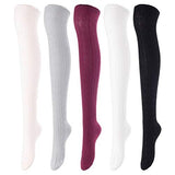 Lovely Annie Women's 5 Pairs Over Knee High Thigh High Cotton Socks A1024 Size 6-9