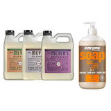 Liquid Hand Soap Refill, 1 Pack Geranium, 1 Pack Lavender, 1 Pack Plum Berry, 33 OZ each include 1, 32 OZ Bottle of Bath & Shower Gel Soap, Citrus/Mint