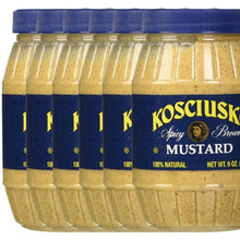 Load image into Gallery viewer, Spicy Brown Mustard, Made With No 1 Grade Mustard Seeds, No Artificial Flavors, Fillers, Gluten or MSG. Low Calorie, Zero Fat, Unmatched Taste, Pack of 6, 9 OZ Per Pack
