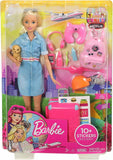 Barbie Travel Doll, Blonde, with Puppy, Opening Suitcase, for 3-7 Year Olds