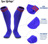 Lian LifeStyle Big Boy's 1 Pair Knee High Sports Socks for Baseball/Soccer/Lacrosse XL002 M Blue