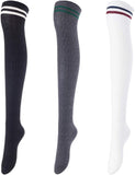 Lovely Annie Women's 3 Pairs Over Knee High Thigh High Cotton Socks Size 6-9 A1023