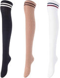 Lovely Annie Women's 3 Pairs Over Knee High Thigh High Cotton Socks Size 6-9 A1023