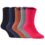 Children's Durable, Stretchable, Thick & Warm Wool Crew Socks. Perfect as Winter Snow Sock and All Seasons FS01, 5 Pair, Size 4Y-6Y, Black, Navy, Coffee, Grey, Red