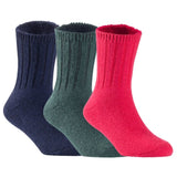 Children's Durable, Stretchable, Thick & Warm Wool Crew Socks. Perfect as Winter Snow Sock and All Seasons FS01, 3 Pair, Size 4Y-6Y, Navy, DarkGrey, Red
