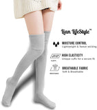 Lian LifeStyle Women's 3 Pairs Adorable Thigh High Cotton Socks Size 6-9 LLS1025