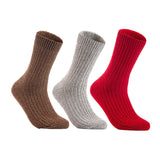 Lian LifeStyle Gorgeous Big Girls Women's 3 Pair Wool Crew Socks Size 6-9 FS03, Color (Brown,LightGrey,Red)