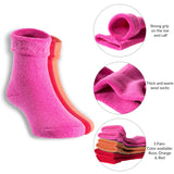 3 Pairs Children's Wool Socks for Boys & Girls. Thick & Warm Socks for Kids Perfect as Winter Snow Sock and All Seasons 12M-24M (Rose, Orange, Red)