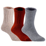 Children's Durable, Stretchable, Thick & Warm Wool Crew Socks. Perfect as Winter Snow Sock and All Seasons FS01, 3 Pair, Size 4Y-6Y, Biege, Wine, Grey