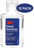 3M Hand Sanitizer Gel (12 Pack of Mini 2 oz Bottles), 62% Alcohol, Kills 99.99% of Germs, Small 2oz Bulk Travel Size, Individual Personal Pocket Size Bottles, Convenient Flip Cap Bottle