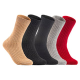 Lian LifeStyle Gorgeous Big Girls Women's 5 Pair Wool Crew Socks Size 6-9 FS03, Color (Beige,Black,DarkGrey,LightGrey,Red)