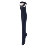 Lovely Annie Women's 3 Pairs Incredible Durable Super Soft Unique Over Knee High Thigh High Cotton Socks Size 6-9 A1022(Black, Kakhi, Navy)