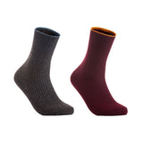 Lian LifeStyle Women's 2 Pairs Cute & Comfortable Wool Crew Socks Size 6-9 HR1612, Color (DarkGrey, Wine)
