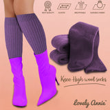 Lovely Annie Women's 4 Pairs Knee High Wool Socks | Comfy, Cozy and Fancy Leg Warmer Stockings AFS05 Size 6-9(Purple)