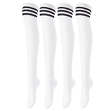 Incredible Women's 4 Pairs Thigh High Cotton Socks Unique, Durable And Super Soft For Everyday Relaxed Feet LA1022 One Size (White)