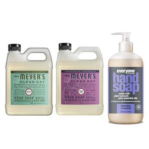 Liquid Hand Soap Refill, 1 Pack Basil, 1 Pack Plumberry, 33 OZ each include 1, 12.75 OZ Bottle of Hand Soap Lavender + Coconut