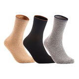 Lian LifeStyle Women's 3 Pairs Cute & Comfortable Wool Crew Socks Size 6-9 HR1612, Color (Beige, Black, Grey)