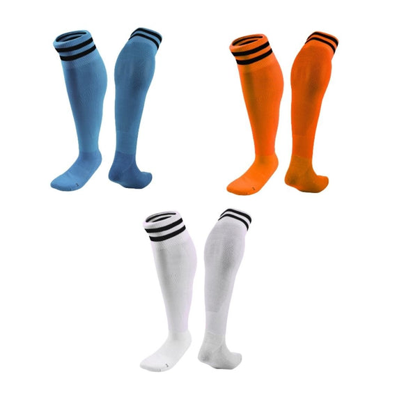 Lian LifeStyle 3 Pairs Knee High Sports Socks for Soccer, Softball, Baseball, Soccer, and Many Other Sports XL002 Size S (LightBlue,Orange,White)