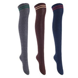 Lian LifeStyle Women's 3 Pairs Over Knee Thigh High Cotton Socks Size 6-9 L1023
