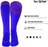 Lian LifeStyle Exceptional Boy's 1 Pair Knee High Sports Socks for Soccer, Softball, Baseball, and Many Other Sports XL002 Size XS Blue