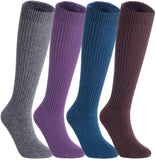 Lian LifeStyle Big Girl's Women's 4 Pairs Knee High Wool Socks FS05 Size 6-9