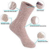Lian LifeStyle Perfect Fit Women's 3 Pair's Wool Crew Socks For Healthy Feet. Cozy, Cute, and Comfortable Size 6-9 HR1613, Color (Dark Grey, Tan, Blue)