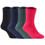 Children's Durable, Stretchable, Thick & Warm Wool Crew Socks. Perfect as Winter Snow Sock and All Seasons FS01, 4 Pair, Size 4Y-6Y, Black, Navy, DarkGrey, Red