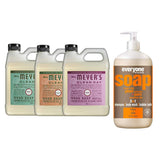 Liquid Hand Soap Refill, 1 Pack Basil, 1 Pack Geranium, 1 Pack Peony, 33 OZ each include 1, 32 OZ Bottle of Bath & Shower Gel Soap, Citrus/Mint