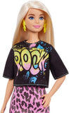 Barbie Fashionistas Doll #155 with Blond Hair with Rock Tee and Skirt, Toy for Kids 3 to 8 Years Old