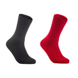 Lian LifeStyle Gorgeous Big Girls Women's 2 Pair Wool Crew Socks Size 6-9 FS03, Color (DarkGrey,Red)