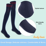 Incredible Women's 4 Pairs Thigh High Cotton Socks Unique, Durable And Super Soft For Everyday Relaxed Feet LAJ1023 Size 6-9 (Navy)
