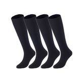 Lovely Annie Big Girl's & Women's 4 Pairs Knee High Wool Socks | Comfy, Cozy and Fancy Leg Warmer Stockings AFS05 Size L/XL(Black)