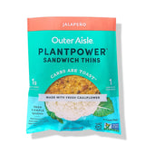 Outer Aisle Gourmet Cauliflower Sandwich Thins | Keto, Gluten Free, Low Carb & Paleo | Jalapeno 3-Packs