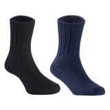 Children's Durable, Stretchable, Thick & Warm Wool Crew Socks. Perfect as Winter Snow Sock and All Seasons FS01, 2 Pair, Size 4Y-6Y, Black, Navy