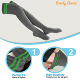 Lovely Annie Women's 3 Pairs Incredible Durable Super Soft Unique Over Knee High Thigh High Cotton Socks Size 6-9 A1023(DarkGrey,Coffee,White)