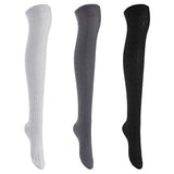 Lian LifeStyle Women's 3 Pairs Knee High Thigh High Cotton Socks Size 6-9 L1024