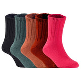 Children's Durable, Stretchable, Thick & Warm Wool Crew Socks. Perfect as Winter Snow Sock and All Seasons FS01, 5 Pair, Size 4Y-6Y, Black, DarkGrey, Coffee, Wine, Red