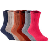 Children's Durable, Stretchable, Thick & Warm Wool Crew Socks. Perfect as Winter Snow Sock and All Seasons FS01, 6 Pair, Size 4Y-6Y, Navy, Biege, Coffee, Wine, Grey, Red