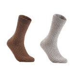 Lian LifeStyle Gorgeous Big Girls Women's 2 Pair Wool Crew Socks Size 6-9 FS03, Color (Brown,LightGrey)