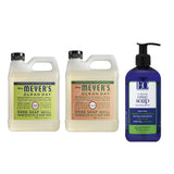 Mrs. Meyers Clean Day Liquid Hand Soap Refill, 1 Pack Lemon Verbena, 1 Pack Geranium, 33 OZ each include 1 12 OZ Bottle of Hand Soap Peppermint & Tea Tree