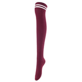 Lovely Annie Big Girl's Women's 5 Pairs Incredible Durable Super Soft Unique Over Knee High Thigh High Cotton Socks Size 6-9 A1023(Blk,DG,Kaki,Wite,Wine)