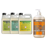 Liquid Hand Soap Refill, 1 Pack Lemon Verbena, 1 Pack Basil, 1 Pack Honey Suckle, 33 OZ each include 1, 32 OZ Bottle of Bath & Shower Gel Soap, Citrus/Mint