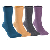 Lovely Annie 4 Pairs Gorgeous Comfy Big Girls Women's Wool Crew Socks with Unique Designs L1840 Size 5-11 4P4C-1 ( Violet, Cadet Blue, Turmeric, Dark Gray)