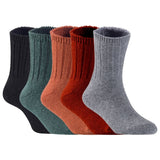 Children's Durable, Stretchable, Thick & Warm Wool Crew Socks. Perfect as Winter Snow Sock and All Seasons FS01, 5 Pair, Size 4Y-6Y, Black, DarkGrey, Coffee, Wine, Grey