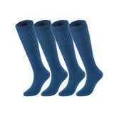 Lovely Annie Big Girl's & Women's 4 Pairs Knee High Wool Socks | Comfy, Cozy and Fancy Leg Warmer Stockings AFS05 Size L/XL(Blue)