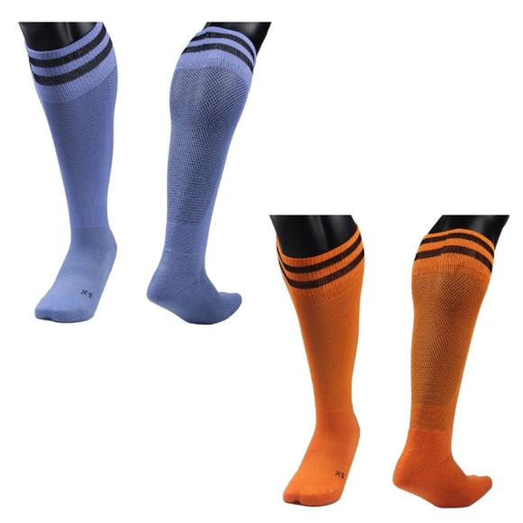 Lian LifeStyle Exceptional Boy's 2 Pairs Knee High Sports Socks for Soccer, Softball, Baseball, Soccer, and Many Other Sports XL002 Size XS (LIGHT BROWN,ORANGE)