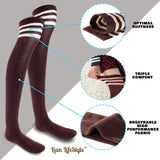 Lian LifeStyle Big Girls' Women's 4 Pairs Thigh High Cotton Socks L1022 Size 6-9